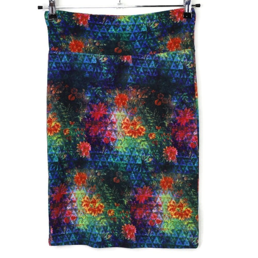 Lularoe Cassie Skirt Blue Green Pink Orange Purple‎ Yellow Floral Size S Small